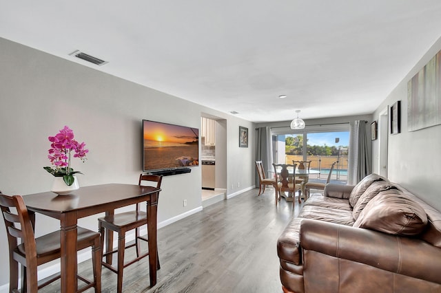 living room with hardwood / wood-style flooring