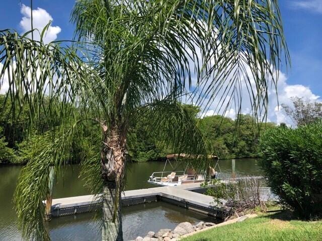 view of dock featuring a water view