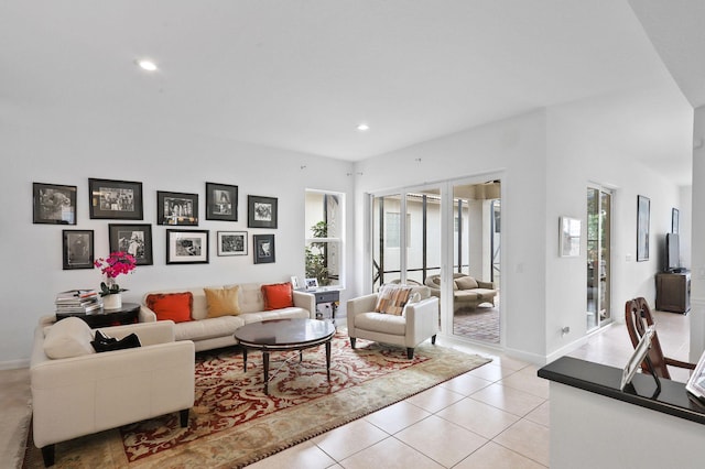 143 Isle Verde Way, Palm Beach Gardens, FL 33418 - living area with light tile patterned floors, recessed lighting, and baseboards