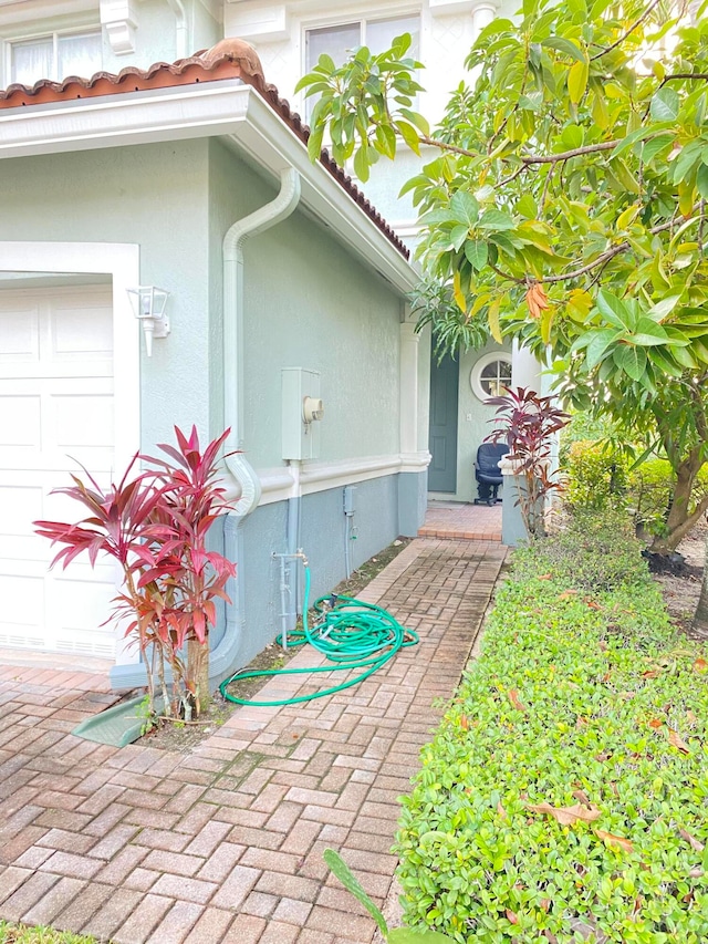 exterior space featuring a garage