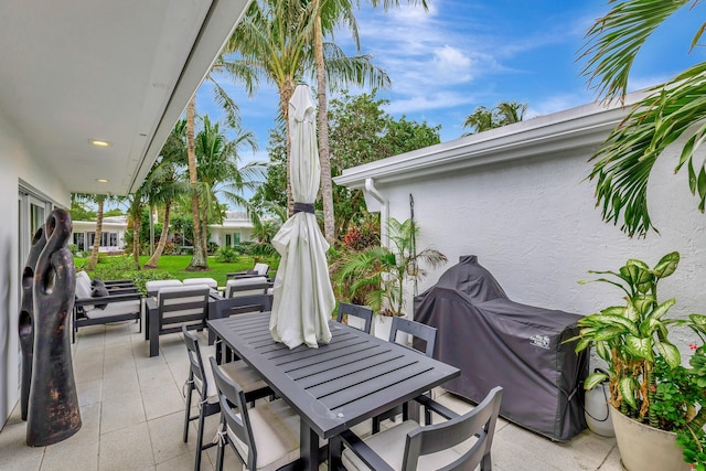 view of patio / terrace featuring a grill and an outdoor hangout area