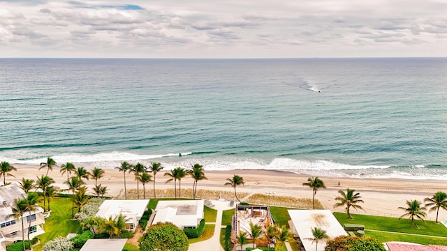 view of water feature with a beach view