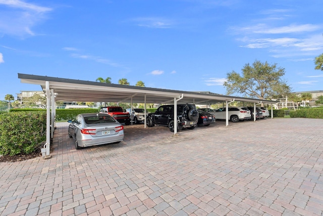 view of parking with a carport