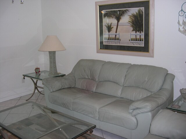 living room featuring light tile patterned floors