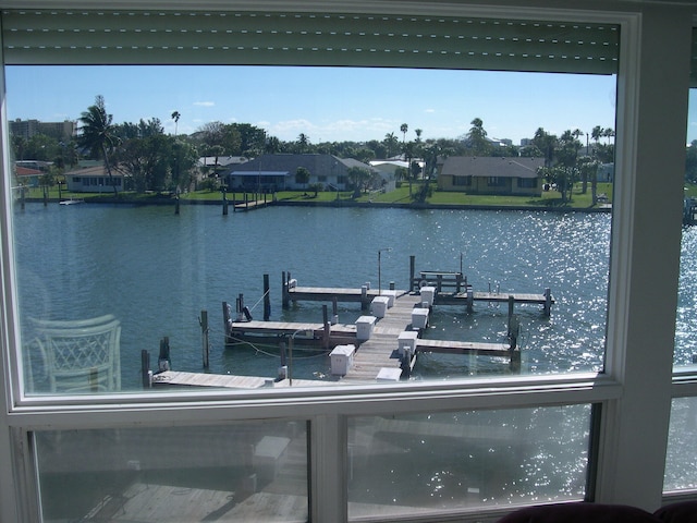 view of dock featuring a water view