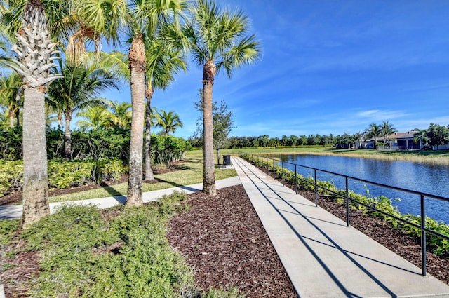 view of community featuring a water view