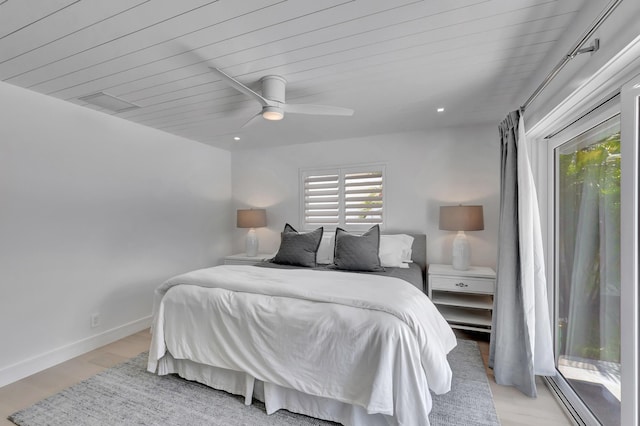 530 NW 14th St, Delray Beach, FL 33444 - bedroom featuring a ceiling fan, light wood-style flooring, baseboards, and recessed lighting