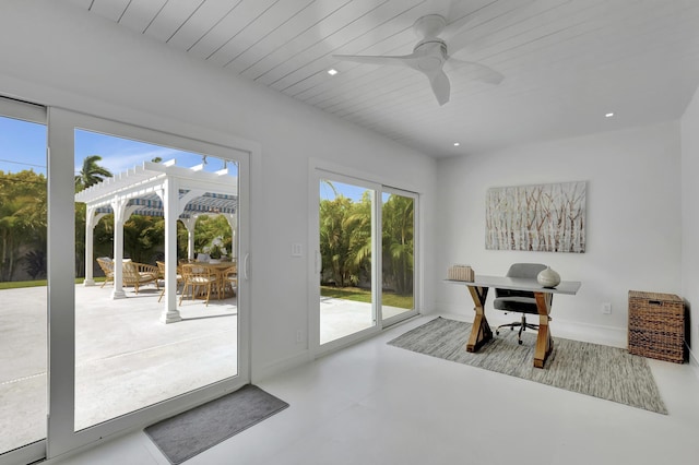 530 NW 14th St, Delray Beach, FL 33444 - office with a ceiling fan, recessed lighting, finished concrete flooring, and baseboards