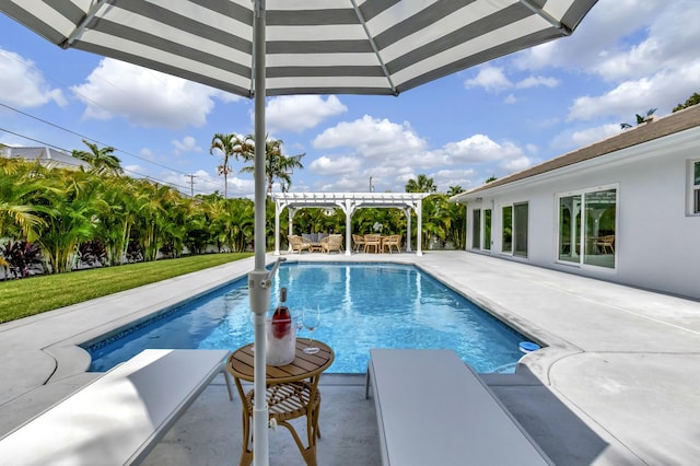 530 NW 14th St, Delray Beach, FL 33444 - swimming pool with a pergola, a patio area, and a lawn