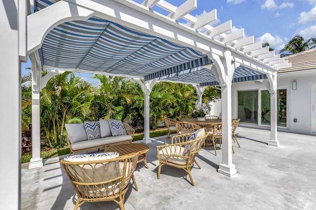 530 NW 14th St, Delray Beach, FL 33444 - view of patio / terrace with a pergola, an outdoor hangout area, and outdoor dining area