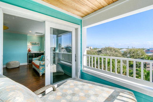 balcony with beverage cooler