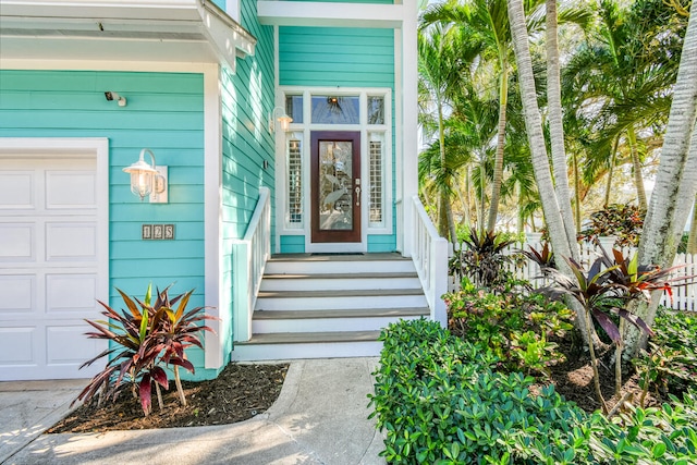 entrance to property with a garage