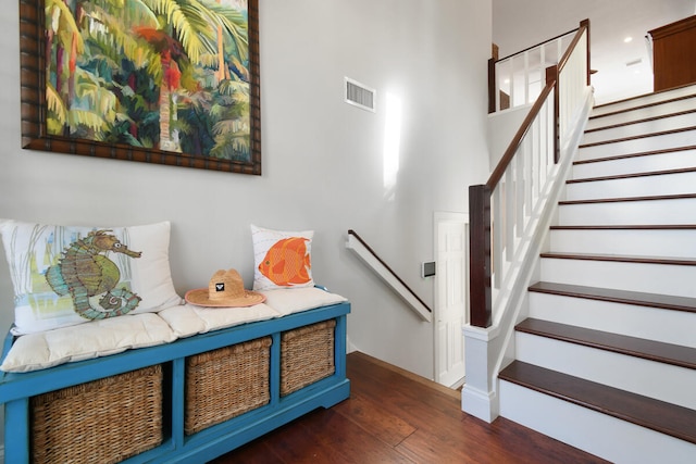 interior space with dark hardwood / wood-style floors