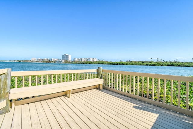 deck with a water view