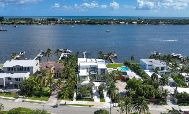 bird's eye view featuring a water view