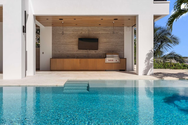 view of pool with a patio and grilling area