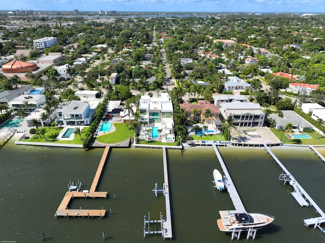 bird's eye view featuring a water view