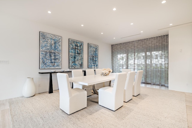 dining area with recessed lighting