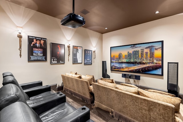 view of carpeted cinema room