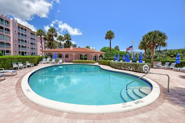 view of pool featuring a patio area