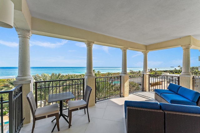 balcony with a water view