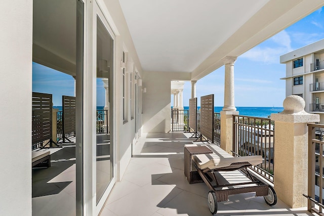 balcony with a water view