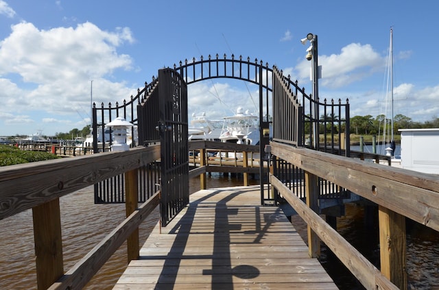 view of dock featuring a water view