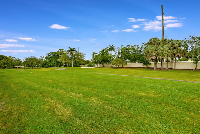 view of home's community with a yard