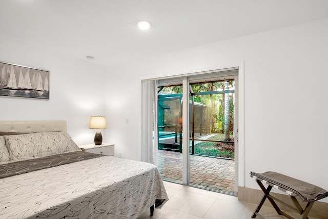 tiled bedroom with access to exterior