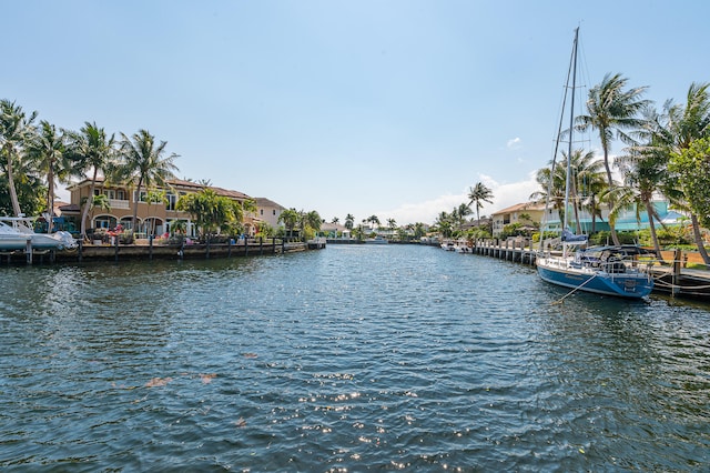 water view with a boat dock