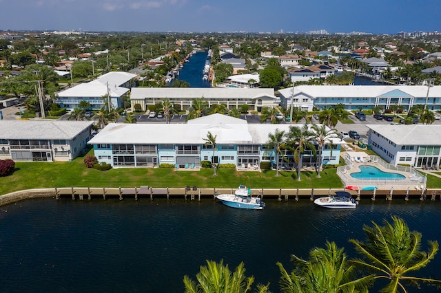 bird's eye view featuring a water view