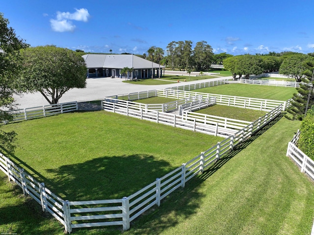 view of yard with a rural view