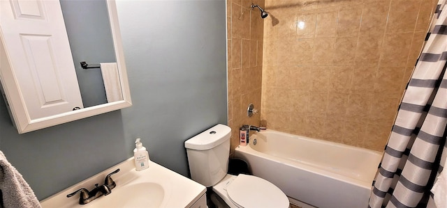 full bathroom with vanity, toilet, and shower / tub combo