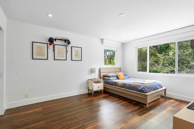 bedroom featuring dark wood-type flooring