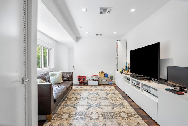 living room with wood-type flooring