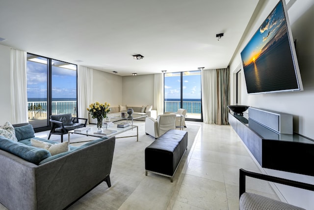 living room featuring expansive windows