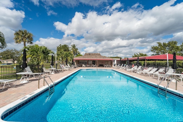 view of pool featuring a patio area