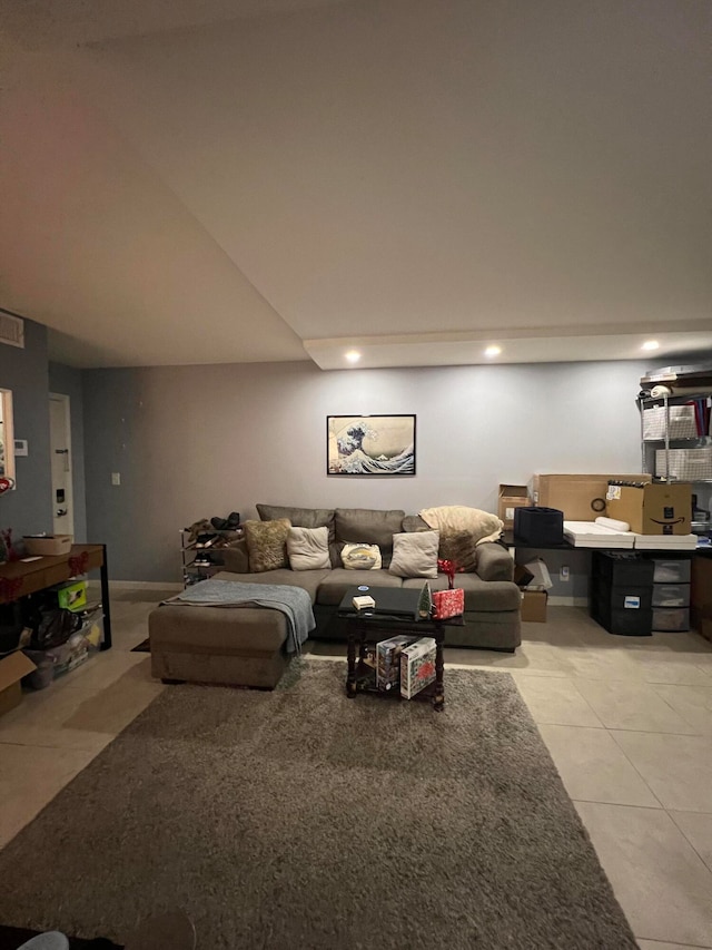 view of tiled living room