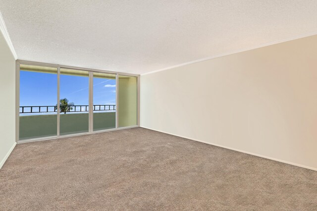 2800 S Ocean Blvd Unit 2-A, Boca Raton, FL 33432 - unfurnished room featuring baseboards, a textured ceiling, carpet, and ornamental molding