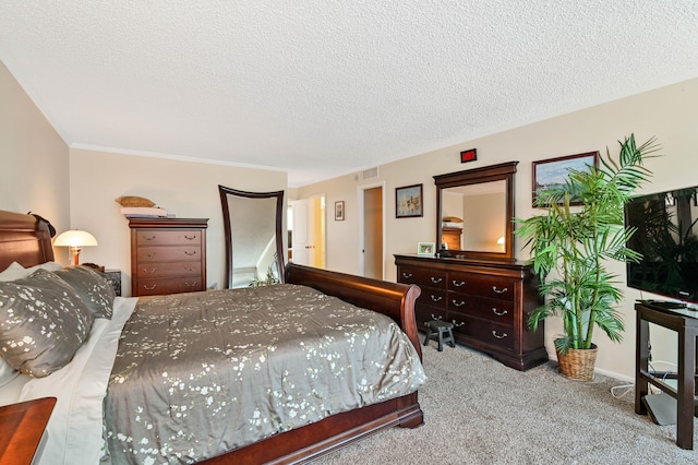 2800 S Ocean Blvd Unit 2-A, Boca Raton, FL 33432 - bedroom featuring ornamental molding, carpet, a textured ceiling, and visible vents