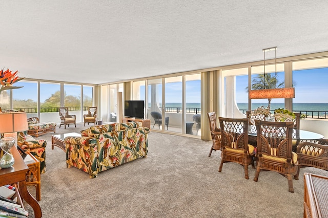 2800 S Ocean Blvd Unit 2-A, Boca Raton, FL 33432 - living area featuring plenty of natural light, carpet flooring, and a textured ceiling