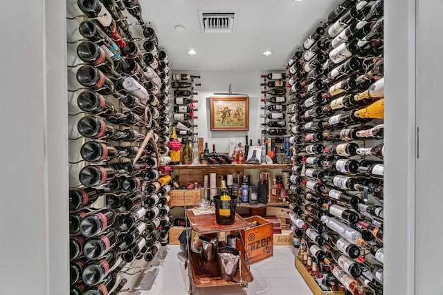 wine area with light tile patterned flooring