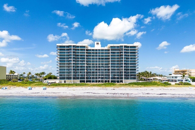 exterior space featuring a beach view