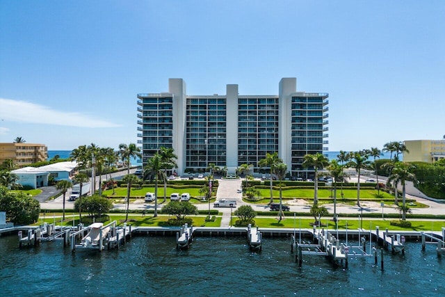 water view with a dock