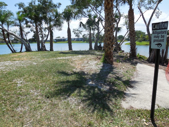 view of yard with a water view