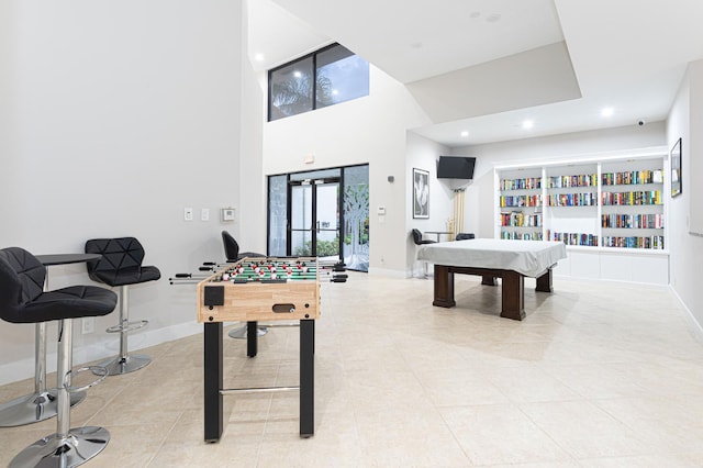 game room featuring light tile patterned flooring and billiards