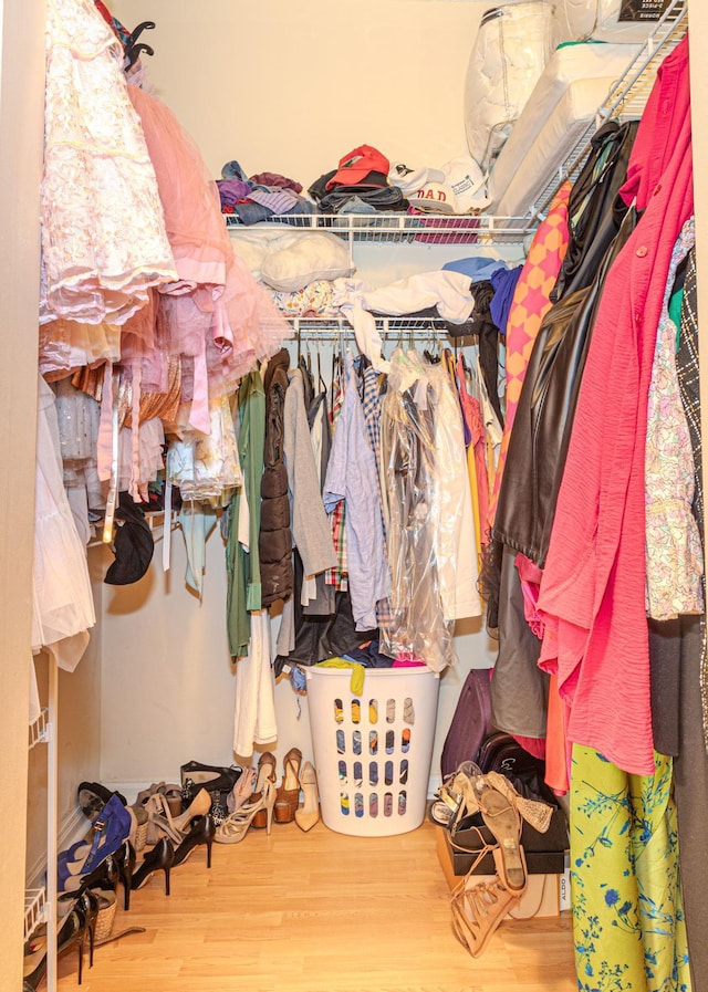 walk in closet featuring hardwood / wood-style flooring