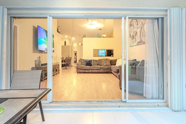 living room with wood-type flooring