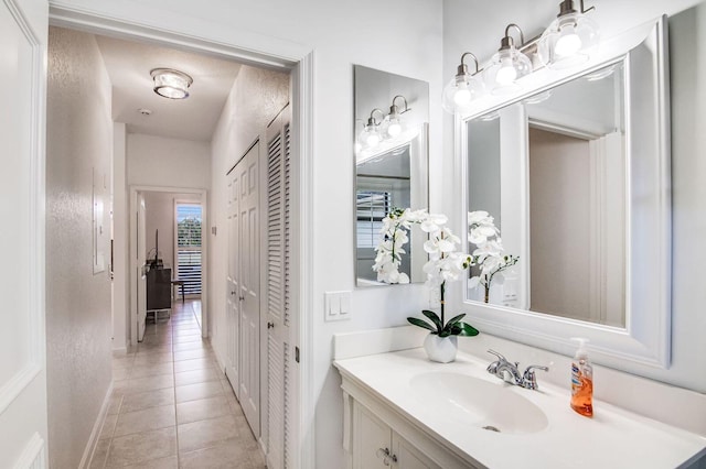 bathroom featuring vanity and tile patterned floors