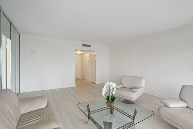 living room featuring light wood-type flooring